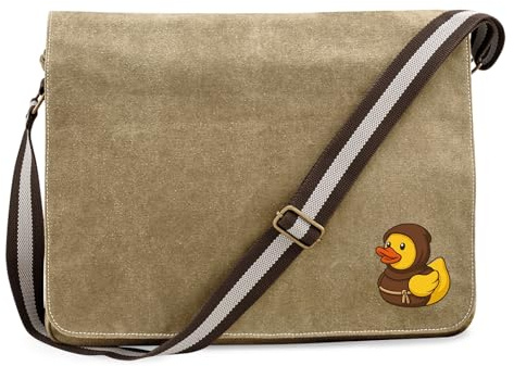 Huuraa Umhängetasche Quietscheente Mönch Gummiente Kloster 14 Liter Sahara Canvas Laptoptasche Geschenkidee