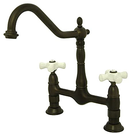 Kingston KS1175PX Heritage Bridge Kitchen Faucet, Oil Rubbed Bronze