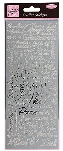 Anitas Outline Stickers, Couples, Silver, For Scrapbooking, Card Making, Kids Play, Homework, Art, Craft, Embelish, Decorative, Paper, Card, Glass, Metal, Plastic, Foam