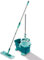 Leifheit Mopa con cubo escurridor Clean Twist XL, con base con ruedas, mopa plana con mecanismo de centrifugado, 42 cm de anchura