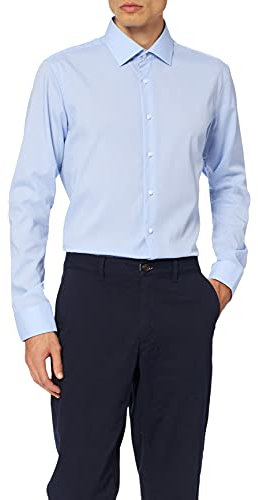 Seidensticker Herren Business-Hemd - Extra Slim Fit - Bügelfrei - Kent-Kragen - Langarm - 100% Baumwolle, Blau (Blau 12), 36 EU