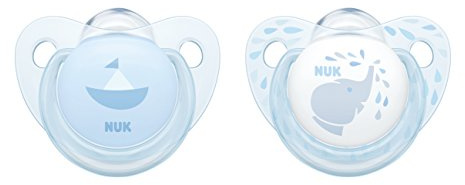 NUK 10175176 Baby Blue Trendline Silikon-Schnuller, kiefergerechte Form, 0-6m Monate, 2 Stück, blau
