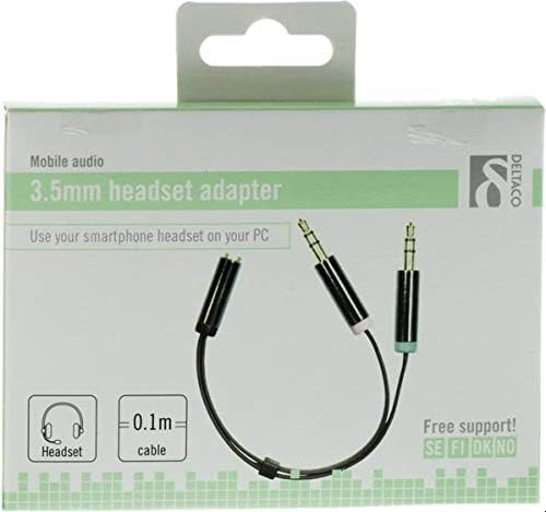 DELTACO AUD-202 Schnittstellenkabel und Adapter 2 x 3,5 mm 3,5 mm Schwarz