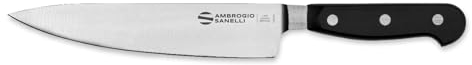 Ambrogio Sanelli, Maitre Coltello da Cucina Trinciante, Coltello Chef con Lama in Acciaio Inox all'Azoto 19 cm e Manico Ergonomico, Coltelli da Cucina Professionali, Made in Italy