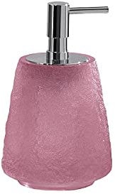 Gedy Rosa, G-Irina, Dispenser, Dosatore Sapone Bagno in Resina Trasparente, Fatto a Mano, Garanzia 2 Anni, Misure 16 x 9,9 x 9,9 CM e Peso 0,616 kg, 9.9X9.9X16