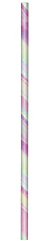 Creative Party PC336385 Unicorn Iridescent Foil Paper Straws-24 Pcs