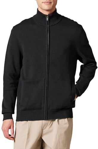 Amazon Essentials Jersey de Algodón con Cremallera Completa Hombre, Negro, XXL