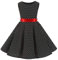 SXSHUN Robe Fille Enfant de Bal Polka Vintage pin-up à 'Audrey Hepburn' 50's 60's Rockabilly Halter Robe Fille Enfant de soirée Cocktail sans Manches, Points Noirs et Blancs, 7-8 Ans