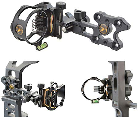 ZSHJG Bogenschießen Bogenvisier Micro Einstellbar Bogen Visier Aluminiumlegierung Jagdvisier 7 Pin.019 '' Compoundbogen Anblick für Bogensport Zubehör (Schwarz)