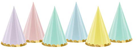 PartyDeco Lot de 6 chapeaux à cône couleur pastel