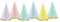 PartyDeco Lot de 6 chapeaux à cône couleur pastel