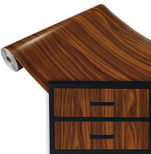 Klebefolie Möbel 67,5x100 cm | Selbstklebende Möbelfolie in Holzoptik - wasserfest und zuschneidbar | Folie für Möbel ideal zum Renovieren von Schränken, Türen und Arbeitsplatten | Gold Nussbaum