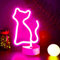 YIVIYAR LED Leuchtreklame Katze Neonlicht, Katze LED-Schild Dekor USB/Batterie Rosa Dekor Mädchen Schlafzimmer Dekorationen mit Halter Basis Herbst Dekoration Mädchen Zimmer Dekor