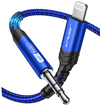 JSAUX iPhone AUX Kabel Auto Audio Kabel 1,8M [Apple MFi Zertifiziert] Lightning zu 3,5mm Klinke kopfhörer Nylon Kabel Kompatibel mit 13 13 Mini 13 Pro 13 Pro Max 12 12 Pro 11 11 Pro Max X XS XR 8-Blau