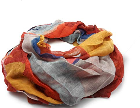 Loopschal Rundschal Schlauchschal Schal für Damen Halstuch für Mädchen (Bunt Ocker)