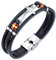 ESTUYOYA - Pulsera de Cuero y Acero Inoxidable Exclusivo Diseño Bandera de España y Cruz con Cierre de Seguridad Antiperdida Tamaño Ajustable Regalo Ideal para Hombre y Mujer