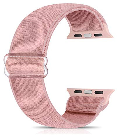 Ecogbd Elastic Strap Compatible with Apple Watch Strap 38mm 40mm 42mm 44mm, Soft Fabric Nylon Strap Compatible with iWatch Series 6, 5, 4, 3, 2, 1, SE for Women Men (42MM/44MM,Light pink)