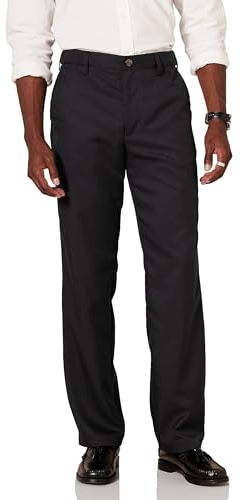 Amazon Essentials Men's Classic-Fit Expandable-Waist Flat-Front Dress Trouser, Black, 34W / 32L