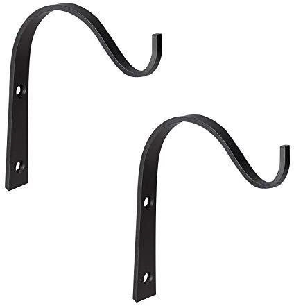 2PCS Small Wrought Iron Wall Hanging Hooks - Outdoor Plant Brackets For Hanging Baskets, Bird Feeders, Wind Chimes & Lanterns