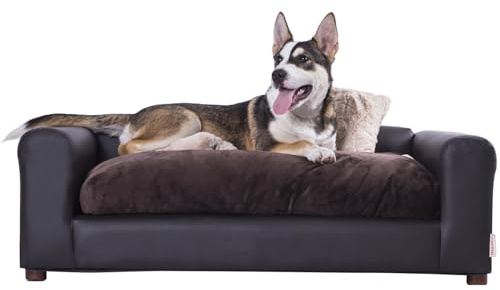 Moots Premium Leatherette Pets Sofa, Espresso, Medium/Large