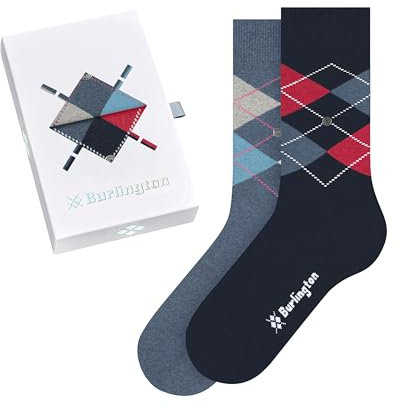 Burlington Damen Socken Basic Gift Box W So Baumwolle gemustert 2 Paar, Blau Blue Mix 0070, 36-41