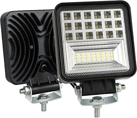 2 x Phare de Travail LED 126W, 12V 24V Travail Projecteur Offroad Lampe LED Voiture Lumière IP68 pour Voiture Camion Tracteur SUV ATV Bateau