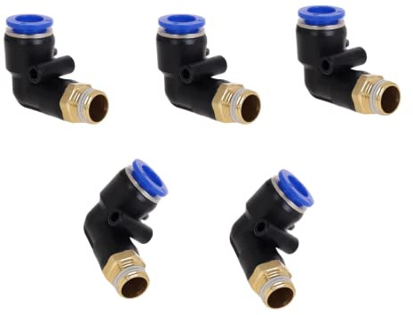 Lot de 5 raccords pneumatiques coudés à 90° 1/8 vers 4 mm