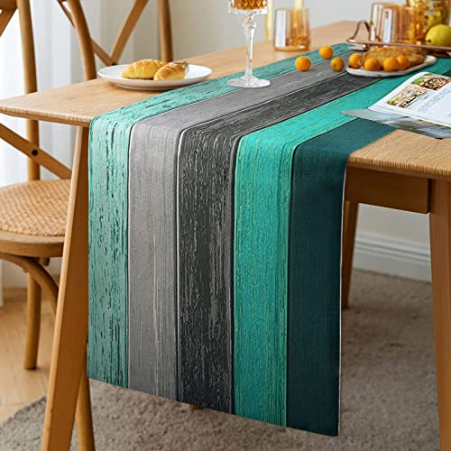 Hanrunsi Tischläufer Frühling Modern Wohnzimmer Tischsets Tischläufer Modern Platzsets Tischmatten für Esstisch Party Hochzeit Leinen Tischläufer Holzoptik Landhausstil 33 x 183 cm