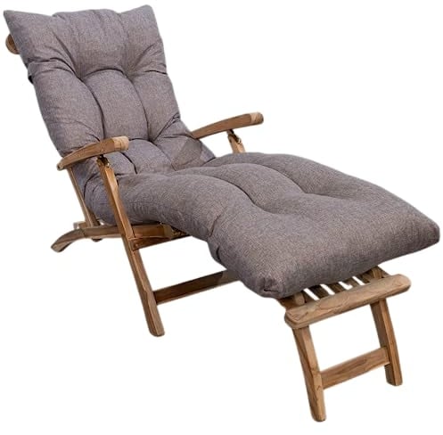 Bananair - Coussin Bain de Soleil Chaise Longue - Épais, Ultra Confortable, Design Matelassé - Fabriqué en France - Matelas Transat avec Scratchs, Facile à Installer (185x60x15 cm, Beige)