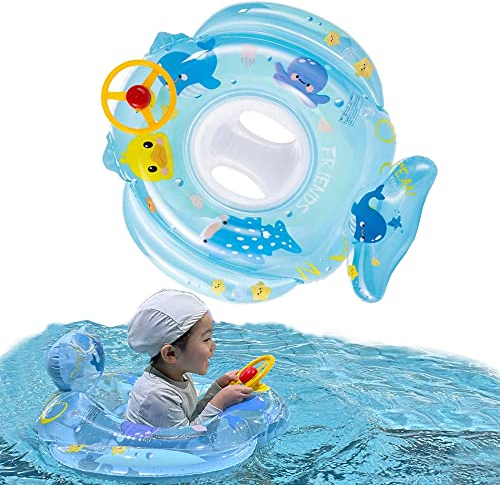 Niedliche Wale Design Baby Schwimmring Aufblasbare Schwimmhilfe mit Schwimmsitz aus PVC Baby Float Schwimmsitz Baby Float Kinder Schwimmring 6 Monate Bis 48 Monate