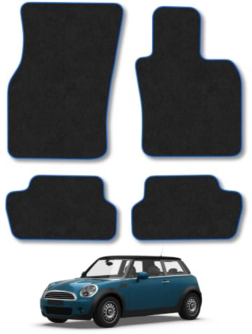 Mini Cooper (2014-2024) [3 Door] Carpet Car Mats | Blue Edge Trim Tailored Fit Floor Mats Full Coverage Protection Accessories Easy Clean Anti Slip Made in the UK