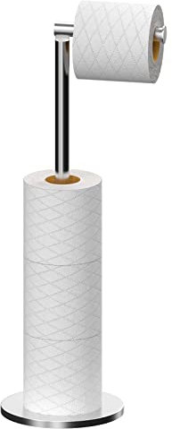 Topsky Free Standing Toilet Roll Holder, Stainless Steel Anti Rust Toilet Paper Holder for 4-5 Jumbo Rolls, Toilet Roll Stand for Bathroom Living Room Kitchen etc (Silver)