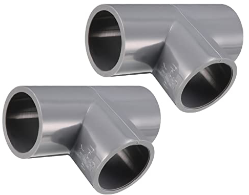 QUARKZMAN 25mm Slip T PVC Tuyau Raccords x 2 PCS Forme T 3 Voies Couplage Tuyau Connecteurs pour Bâtiment Irrigation Plomberie Installation, [Gris]