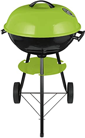 Kettle Holzkohlegrill Ø 43cm, 3-5 Personen BBQ Grill Holzkohle, Fahrbarer Kugelgrill Grillrost mit Deckel, Tragbar Campinggrill Smoker für Outdoor BBQ Picknick Garten und Party,Grün