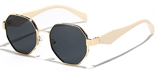 Retro Polygon Sonnenbrille für Frauen Männer Outdoor Casual Brillen Metall Unregelmäßiger Rahmen