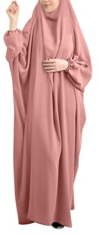 Gebetskleidung FüR Frauen,Muslimisches Zweiteiliges Gebetskleid für Frauen Abaya Kleid Islamischer Naher Osten Dubai Türkei Maxi Abaya Kaftan mit voller Länge Hijab Kleid