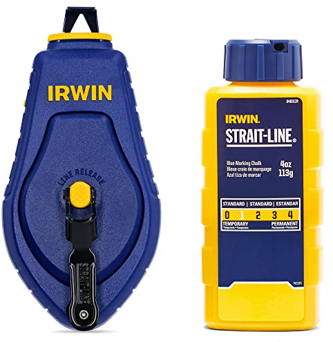 IRWIN Tools STRAIT-LINE COMPACT Chalk Reel, with Blue Chalk, 30 ft. (IWHT48440BC)
