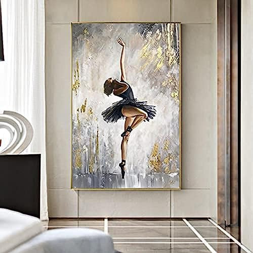 Abstrait Danseuse Ballerine Affiche Ballet Fille Toile Tableau Art Peintures Decoration Murale pour Salon Chambre Tableau Decoration, sans Cadre (50X70CM)