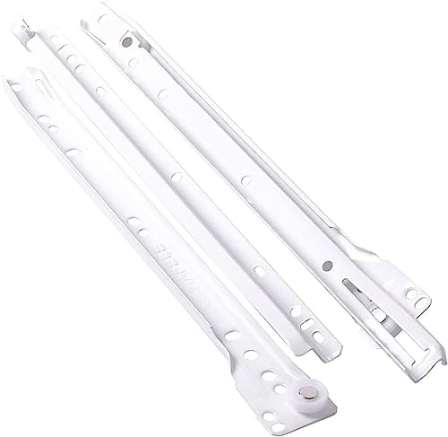 Gedotec Schubladen Auszugsschienen mit Rollenführung TEILAUSZUG | REAL | 1 Paar - Schubladenschienen Metall Rollenauszug - Teleskopschienen 450 mm | Schienensystem in Stahl weiß | Führungsschienen