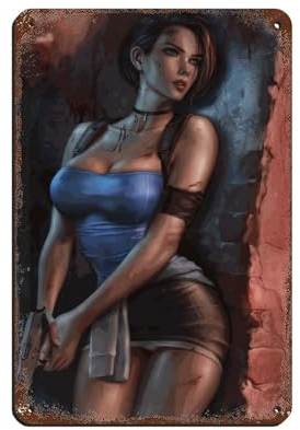 Resident Evil Jill Valentine HD Poster Retro Poster Metall Blechschild Chic Art Retro Eisen Malerei Bar Menschen Höhle Cafe Familie Garage Poster Wanddekoration 20 x 30 cm