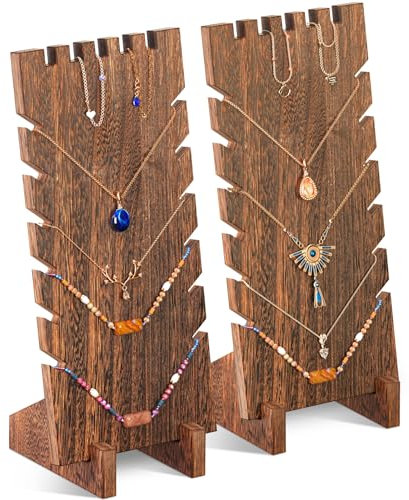Lolalet 2 Porte Collier Affichage, Présentoir Collier en Bois, Porte Bijoux pour Vendeurs Foires -Original