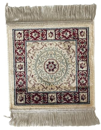LaVelahome Klassischer Teppich, klein, 35 x 35 cm, quadratisch, mit Fransen, Quasten (35_x_35_cm, Beige_05)