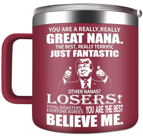 Gifts for Nana from Grandkids Funny Best Nana Ever Gifts - Great Nana 14oz Stainless Steel Coffee Mug, Mother's Day Gift Ideas for Nana, Nana and Papa Gifts, Birthday, Christmas Gifts for Nana