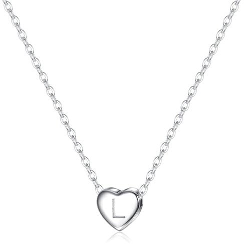 CASSIECA Damen Buchstaben Kette Silber Herz Halskette Mädchen Silber 925 Halskette Buchstabe L Halskette Mädchen Personalisiere Geburtstags Geschenk für Frauen Mädchen Mama (mit Box)