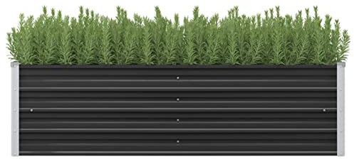 Gecheer Arriate Alto de jardín,Jardinera Rectangular,Huerto Urbano Exterior,Acero Galvanizado,Marco para Huerto,Impermeable,Cuadro para Cultivo,Verduras Frutas Flores Gris Antracita 160x40x45 cm