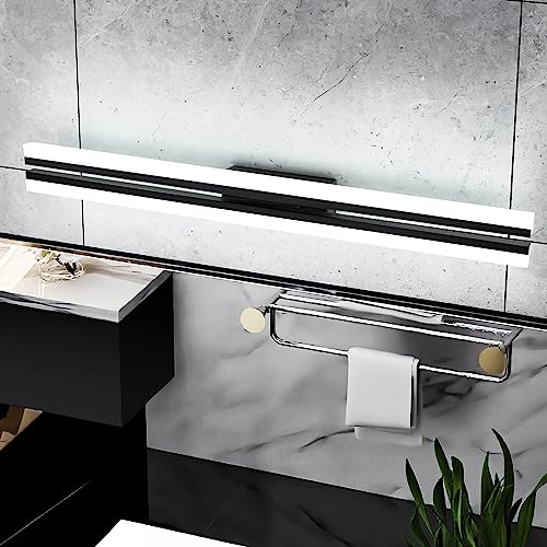 TYhogar 60cm Superhelle Badezimmer Spiegelleuchten, 24W LED Wasch Tisch Wandleuchten, Wohnzimmer Bild Wandlampen, Schminkspiegel Frontlampe Nachttisch Leseleuchten, 6000K Mattschwarz IP44