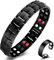 Cigmag Lymphdrainage Magnetarmband Herren 4 Elemente Ultrastarke Magnete Titan verstellbar mit Entnahmewerkzeug und Geschenkbox (Schwarz)