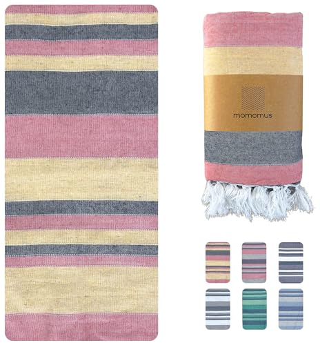 MOMOMUS Picknickdecke XXL für den Strand - Faltbar, Groß und Mit Fransen - Strandmatte/Stranddecke Sandfrei für Picknicks oder Leichte Campingdecke - Orange, 210x240 cm