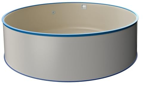 POWERHAUS24 Runder Stahlwandpool Ø 4,00 x 1,35 m, Stahlwand 0,6 mm, inkl. Bodenschienen & Handlauf in Blau, Innenhülle 0,8 mm Sandfarben, Premium Qualität, Made in Europe