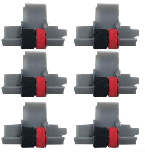 Lot de 6 rouleaux d'encre pour calculatrice, IR-40T noir et rouge pour calculatrice IR40T compatibles avec Casio FR520 et plus pour encore